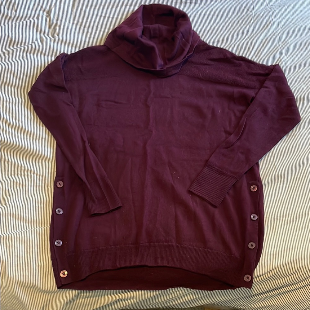 SOLD 100% Extra Fine Merino Wool Burgundy Turtleneck Sweater